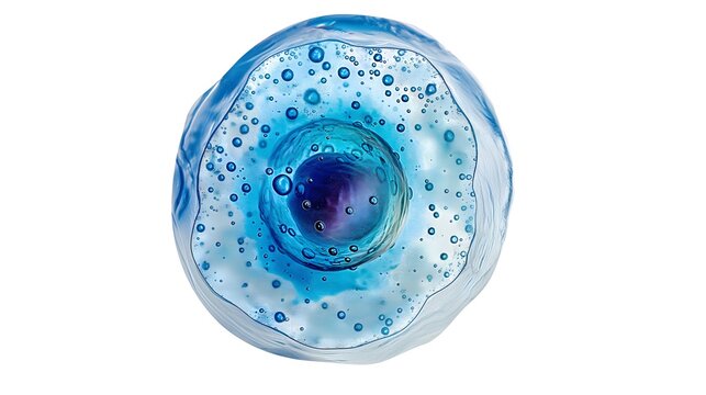 1. A striking image captures the beauty and intricacy of a human egg cell isolated on a pristine white background, showcasing its delicate structure and significance in the process of reproduction,