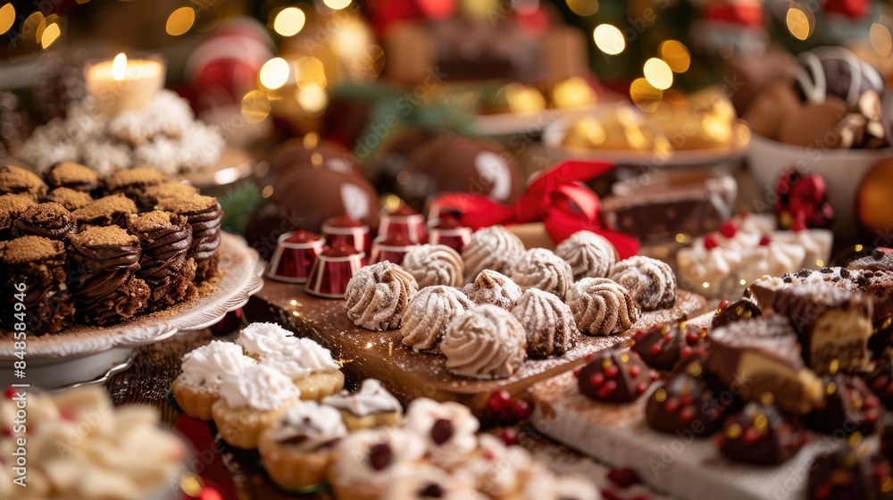 Wall mural Holiday treat consisting of baked sweets served during the Christmas season