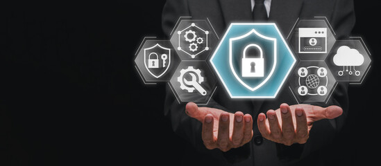 SASE, Secure Access Service Edge concept, Businessman hands holding Secure Access Service Edge icon on virtual screen, password, network, framework and support technology.