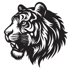 tiger head silhouette black and white vector style eps file