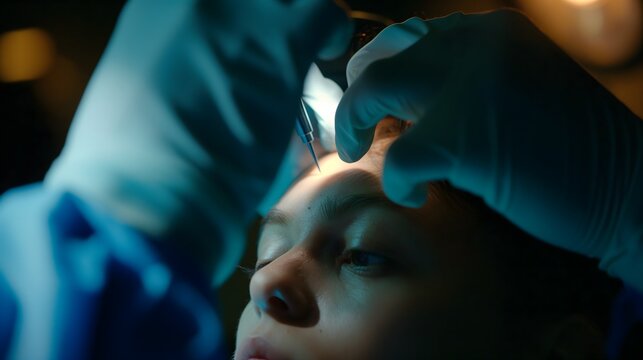 2. Through a visual narrative, viewers witness the delicate process of paracentesis as a skilled healthcare professional performs the procedure on a patient's ear drum, providing therapeutic