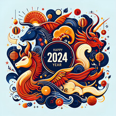 2024 commemorative illustration.Generative AI