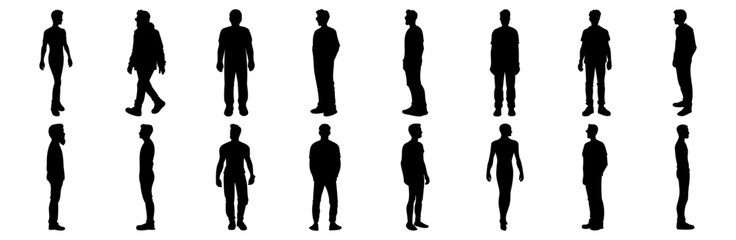 Man silhouettes set, pack of vector silhouette design, isolated background