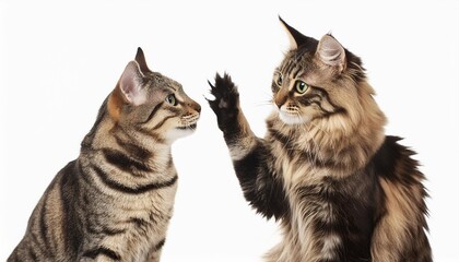 cat giving high five isolated transparent background generative ai