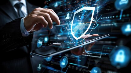 Fototapeta premium Securing Your Business in the Digital Age: Cybersecurity and Data Protection with Virtual Network Connection and Smart Solutions against Cyber Attacks