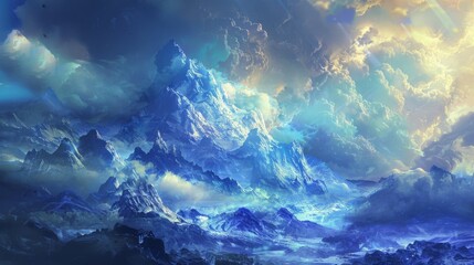 Fototapeta premium Majestic Mountain Range Under a Dramatic Sky