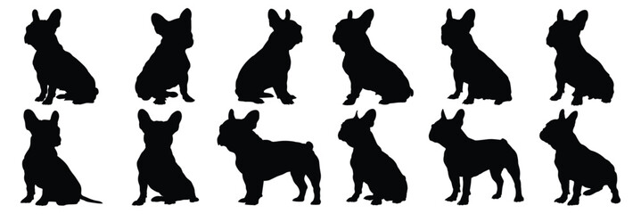 Bulldog silhouette set vector design big pack of illustration and icon