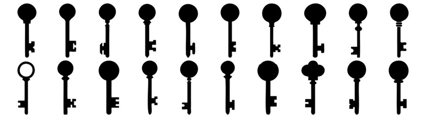 Key silhouette set vector design big pack of illustration and icon
