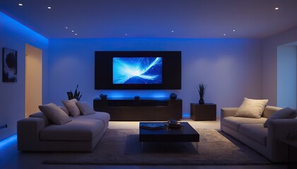 Smart Home Entertainment System with Voice Control in a Living Room