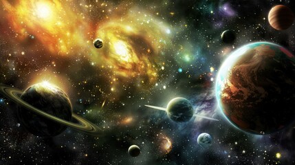 Obraz premium Celestial Symphony: Planets in a Cosmic Dance