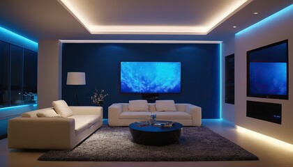 Smart Home Entertainment System with Voice Control in a Living Room
