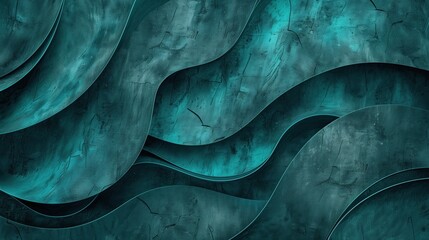 Abstract teal waves background. Data flow illustration. Elegant banner wallpaper poster design template.