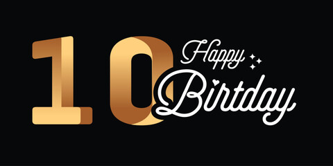 10th birthday greetings with gold numbers