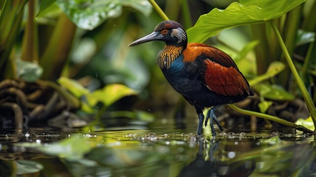 Bronze winged jacana living in a secluded environment