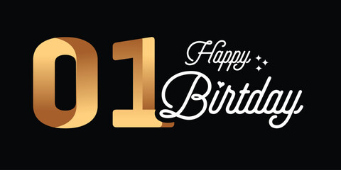 Obraz premium 1st birthday greetings with gold numbers