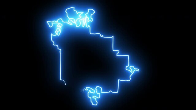 map of Akron in ohio with neon effect glowing blue