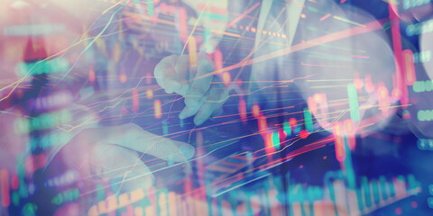 Abstract image featuring colorful financial charts and data visualization, representing market trends, analysis, and economic activity.
