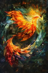 Fototapeta premium Cubism Art, Fierce LGBTQ+ protector trolls guarding an eternal flame, discovering love and purpose through the phoenix's guidance., Hyperrealism