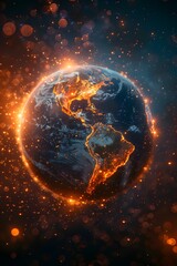 Obraz premium Vector illustrate, Nodes across the globe form a resilient network, ensuring the integrity of the Bitcoin ecosystem., polychromatic