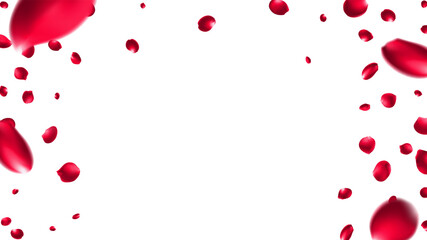 Valentine day background with red rose petals. Vector illustration. Celebration banner design with rose flying confetti, love day Singapore, summer valentine brazil, Mesh Gradient was used