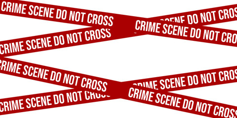 Realistic Crime scene danger red tape. Isolated on transparent background.
