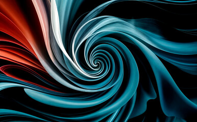 Fototapeta premium An abstract, ethereal artwork that captures the essence of various elements and sensations. The design features swirling smoke and colorful lines, with waves of vibrant reds, blues, and yellows.