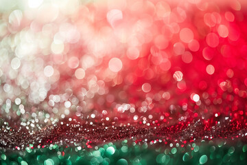 Festive bokeh lights in red, green, and white, creating a magical and enchanting atmosphere, perfect for capturing the essence of the holiday season and celebrations