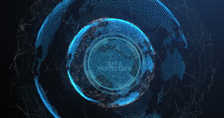 Image of digital data processing over globe