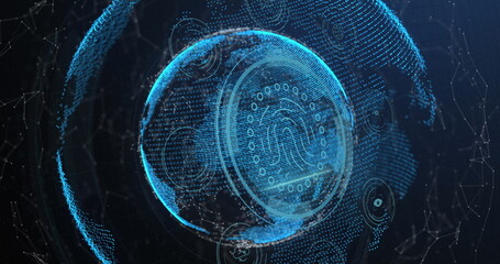 Image of digital data processing over globe