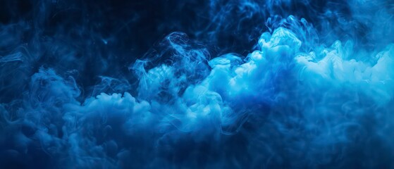 Fototapeta premium Abstract design with smoke, light, and fire elements blending in a dynamic blue and black wave pattern 