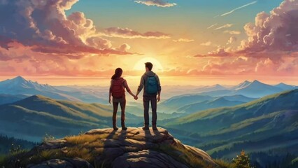 best friends on top of the hill at friendship day, portrait