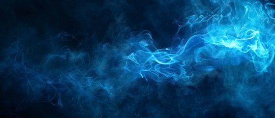 Obraz premium Abstract design with smoke, light, and fire elements blending in a dynamic blue and black wave pattern