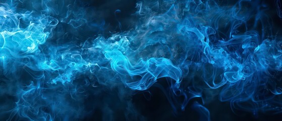 Obraz premium Abstract design with smoke, light, and fire elements blending in a dynamic blue and black wave pattern