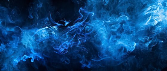 Obraz premium Abstract design with smoke, light, and fire elements blending in a dynamic blue and black wave pattern