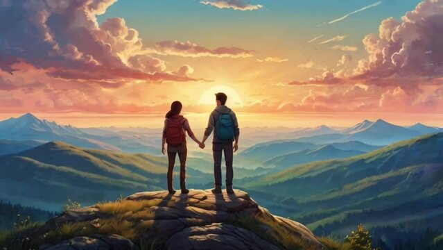 best friends on top of the hill at friendship day, portrait