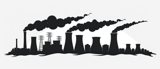 Fototapeta premium power plant emitting smoke against a grungy urban backdrop at night