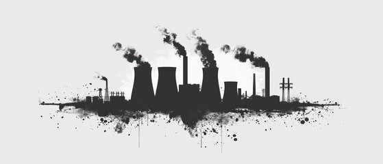 power plant emitting smoke against a grungy urban backdrop at night