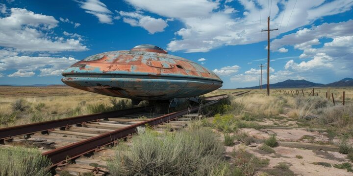 World UFO Day, Roswell UFO Site Adventure, Mystery, Exploration,, HD wallpapers, backgrounds, generated by AI. Mysterious Exploration of Roswell UFO Site on World UFO Day
