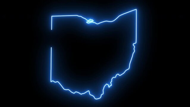 map of Columbus in ohio with a neon effect that glows blue