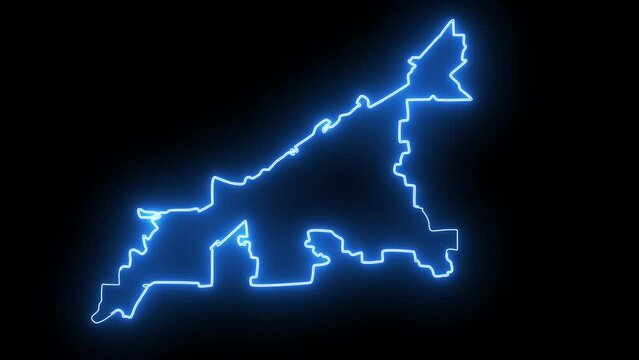 map of Cleveland in ohio with neon effect glowing blue