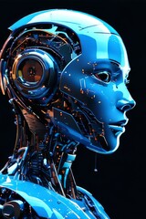 Fototapeta premium AI Image Generator, Futuristic Cyborg Face