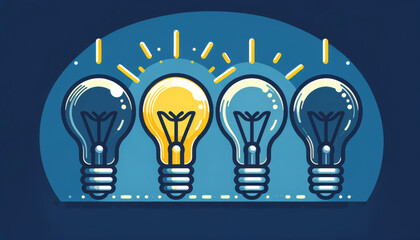 Bright Idea Lightbulb Illustration with Copy-Space