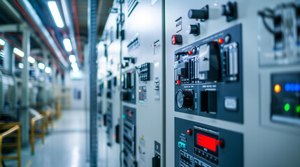 modern circuit breakers for electricity management at power station 