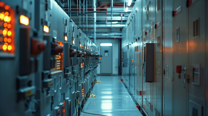 Obraz premium modern circuit breakers for electricity management at power station 