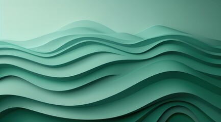 Abstract Green Waves - 3D Illustration