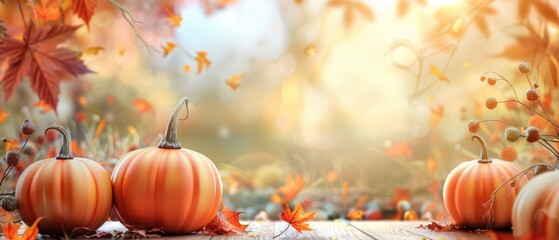 Harvest festival scene with pumpkins and copy space