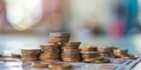 Captivating photo depicting effective cash flow management with neatly stacked coins
