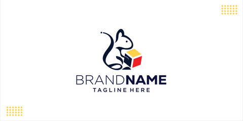 Creative Abstract Squirrel and Box Logo, Design Inspiration, Illustration, Vector