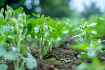 Obraz premium World environment day concept Blur green garden nature and blue sky on agriculture f Generative AI 