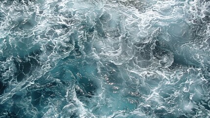 Obraz premium Abstract turbulent ocean waves water surface texture. Background, wallpaper, poster, banner design with copyspace
